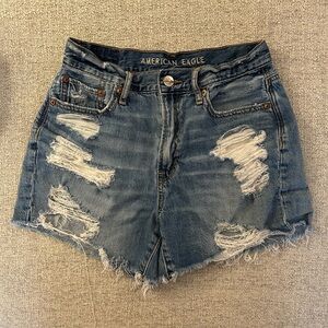 American Eagle Outfitters Distressed Medium Blue Denim Cutoff Shorts